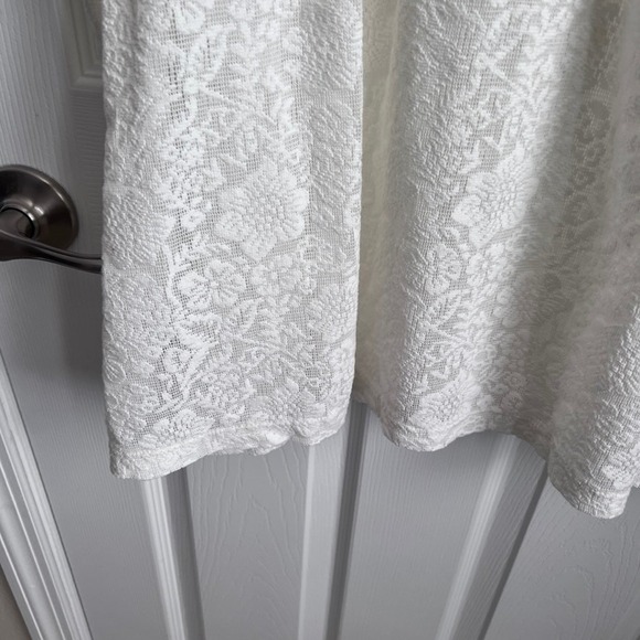 LOFT Lace Ruffle Flutter Sleeve Top Ivory Women's XXL - Picture 5 of 11